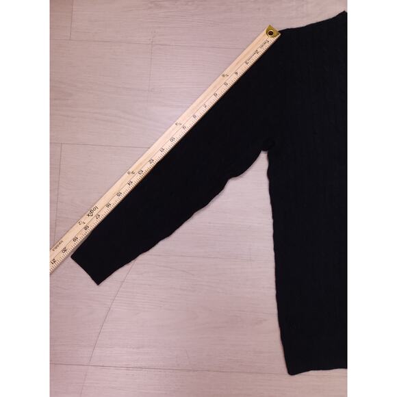 J. Crew Collection Italian Cashmere Sweater – Black Cable Knit, Size M - Picture 9 of 12